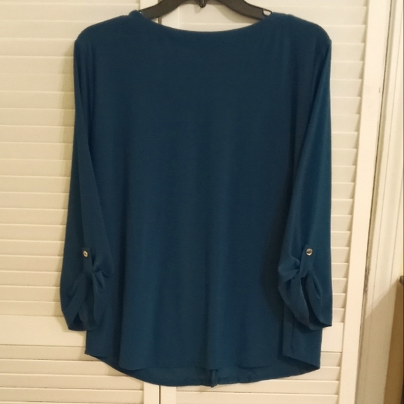 Women's Xl. Perception Concepts Made in Vietnam Roll Up Sleeves and Zipper Top - Picture 3 of 5